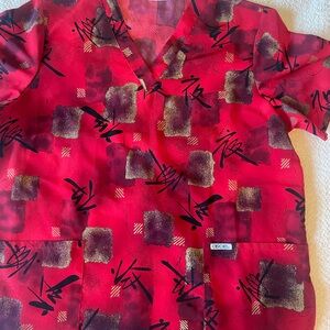 Cherokee Women's Red and Black Scrub Top